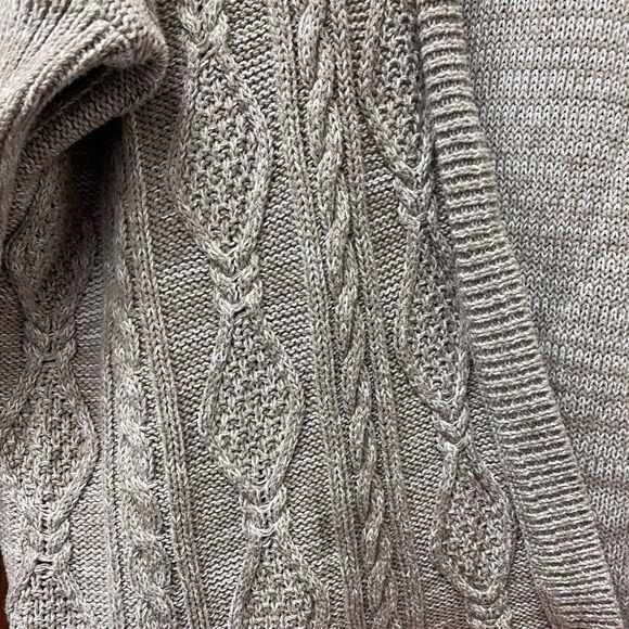 ABOUND academia professor oatmeal heather cable knit open front cardigan sweater - Picture 2 of 6